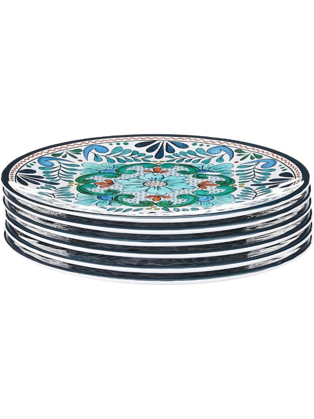 Vibrant Multicolor 9" Salad/Dessert Plates - Set of 6, Perfect for Entertaining